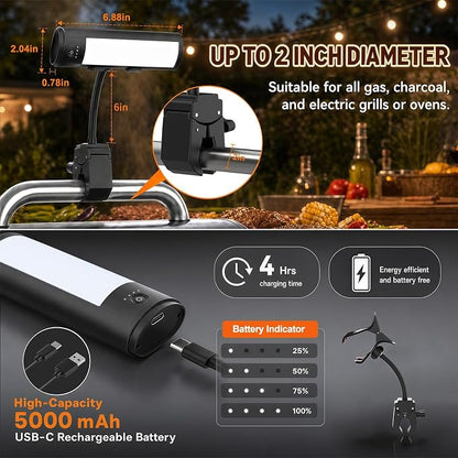 1000LM BBQ Grill Light, Magnetic Grill Light, IPX5, 5000mAh