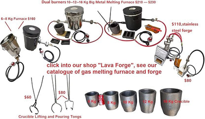 Propane Gas Forge Furnace Burner, High Pressure Cast-Iron Burner Head, Burner Assembly Flame Control System, Propane Burner Replacement, Blacksmith Knife Making