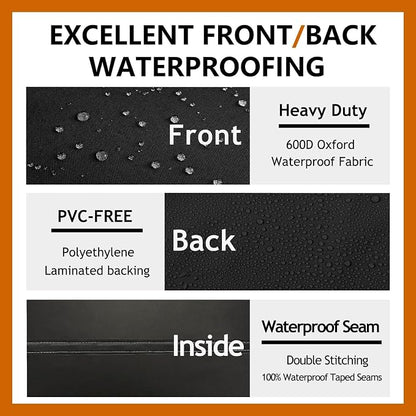 Heavy Duty Outdoor Sectional Sofa Cover, Waterproof 600D Patio Sectional Couch Covers, Lawn Patio Furniture Cover (Midnight Black, 100"x130"(L-Shaped-Left Facing))