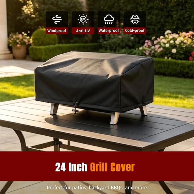SHINESTAR 24 Inch Grill Cover for Cuisinart CGG-306, BBQ Grill Cover for Royal Gourmet 24" Griddle, Grill Cover for Outdoor Grill, Pit Boss 75275 & PB336GS and Most 2-Burner Portable
