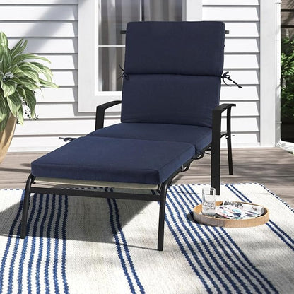 3" Solid Outdoor Lounge Chair Cushion, 74 x 22.5 inch Weather Resistant Chaise Lounge Cushion with 6 Ties for Patio Pool Furniture