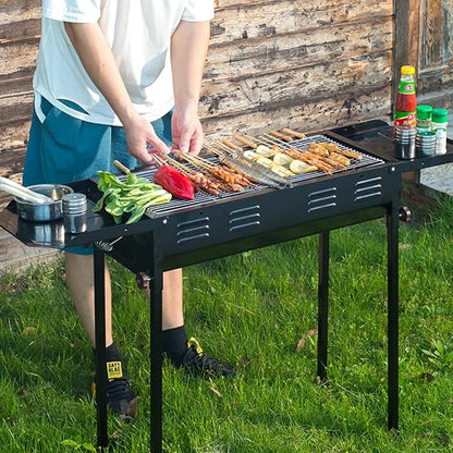DYRABREST Portable Charcoal Grill Outdoor Folding Barbecue Grill Stainless Steel Lamb Skewer Grill Collapsible Camping Grill for Garden Backyard Outdoor Grilling Camping Hiking Picnics