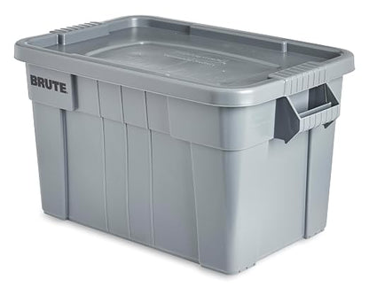 Rubbermaid Commercial Products BRUTE Tote Storage Container with Lid-included, 20-Gallon, Gray, Rugged/Reusable Boxes for Moving/Storing in Garage/Basement/Attic/Jobsite/Truck/Camping (FG9S3100GRAY)