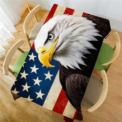 Swono Tablecloth 52"X70" Bald Eagle, Bird Bald Eagle On Grunge American Flag Rectangle Table Cover Anti-Oil Tablecloth for Dining Tables, Parties, Wedding and Banquet Decoration