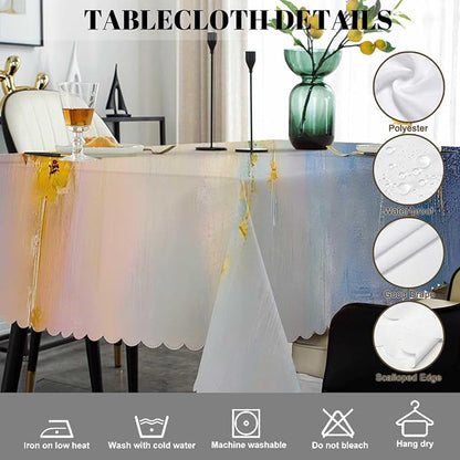 Swono Ivy Flowers Rectangle Tablecloth Watercolor Spring Flowers Tree Park Purple Blue Table Cloth Dining Table Cover for Home Kitchen Restaurant Party Buffet Picnic, 52x70 Inch