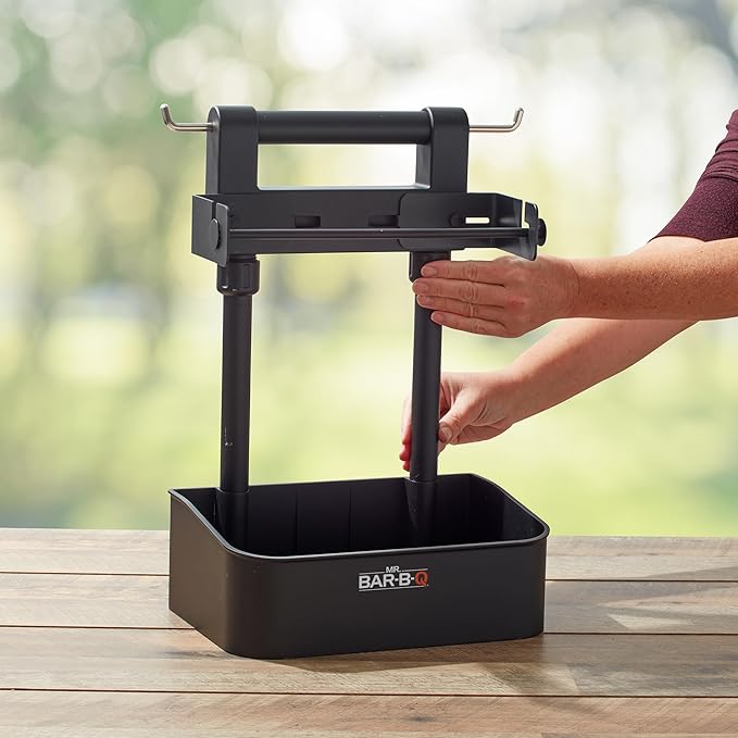 Mr. Bar-B-Q Collapsible BBQ Grilling Caddy w/Extended Hook, Store All Grilling Accesories in One Place, BBQ Caddy for Outdoor Barbecue, Camping Trip, Roller Towel Holder, Kitchen Storage Organizer