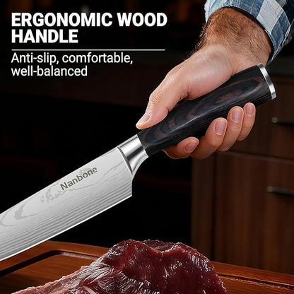 Kitchen Knife Set 2 Piece High Carbon Stainless Steel Professional Chef Knife Set with Ultra Sharp Blade & Wooden Handle, Kitchen Knife Set 2 Pcs-Chef's Knife 8 Inch & Utility Knife 5 Inch