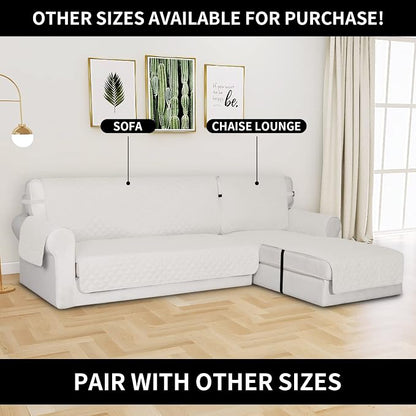 Easy-Going Reversible Chaise Lounge Couch Cover Water Resistant Sofa Cover Sectional L Shaped Sofa Slipcover with Adjustable Straps Furniture Protector for Dogs (115X34 in, Ivory/Ivory) | Machine Washable Slipcover For Dogs, Water Resistant Furniture M...