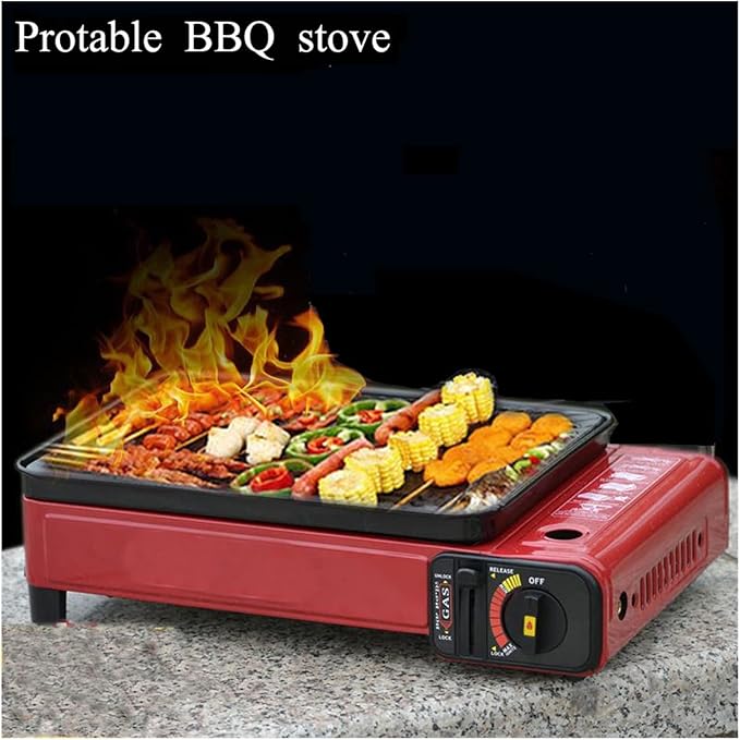 Portable BBQ Stove Grill Folding Charcoal Grill Outdoor Stainless Steel BBQ Grill Camping Cooking Picnic Barbecue Tools (Color : Orange)