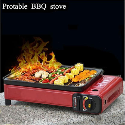 Portable BBQ Stove Grill Folding Charcoal Grill Outdoor Stainless Steel BBQ Grill Camping Cooking Picnic Barbecue Tools (Color : Orange)