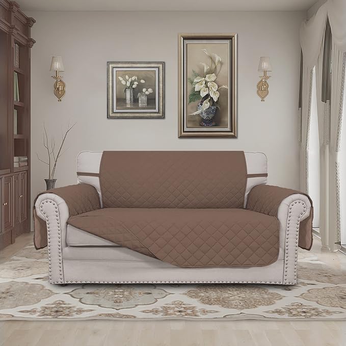 Easy-Going Reversible Couch Cover, 2 Cushion Sofa, Loveseat, Brown/Brown | Machine Washable Slipcover For Dogs, Water Resistant Furniture Mat For Living Room, Non-Slip Sofa Cover, Pet Friendly