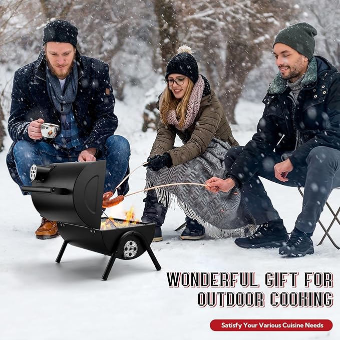 Coliware Portable Outdoor Tabletop Charcoal Grill, Multi-Functional Food-Safe Barbecue Smoker for Backyard Camping Picnics Beach, Compact & Heavy Duty