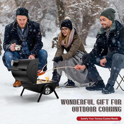 Coliware Portable Outdoor Tabletop Charcoal Grill, Multi-Functional Food-Safe Barbecue Smoker for Backyard Camping Picnics Beach, Compact & Heavy Duty