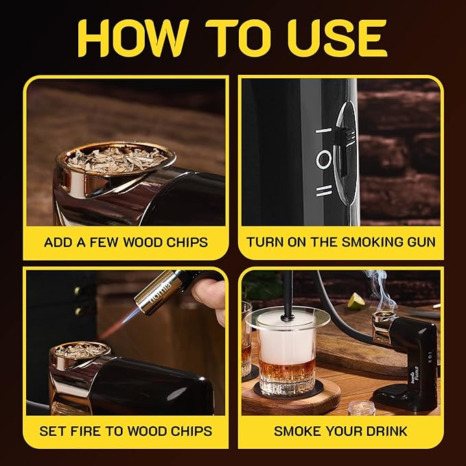 Cocktail Smoker Kit - Whiskey Smoker Kit - Smoke Infuser - Starter Kit, 12 PCS, Smoker Machine with Accessories and Wood Chips - Indoor Smoker - Gift for Men