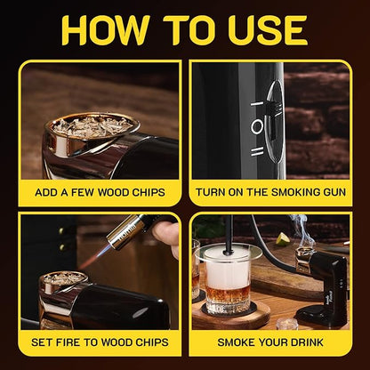 Cocktail Smoker Kit - Whiskey Smoker Kit - Smoke Infuser - Starter Kit, 12 PCS, Smoker Machine with Accessories and Wood Chips - Indoor Smoker - Gift for Men
