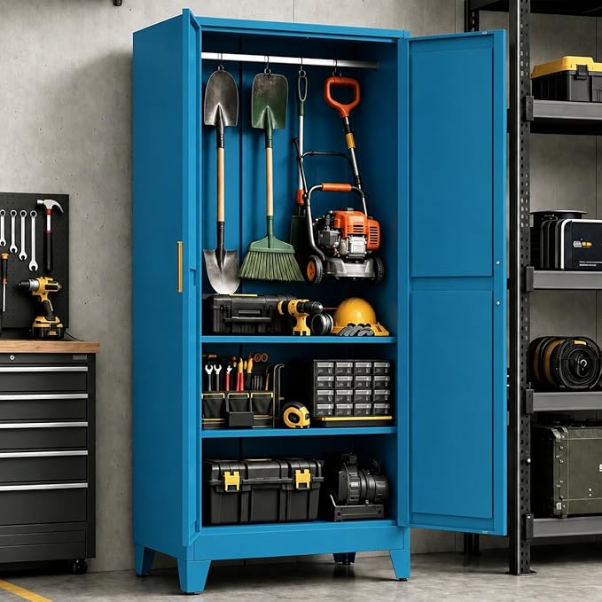 71" H Pantry Cabinet,Metal Storage Cabinets with Doors and Shelves,Tall Food Kitchen Cabinets,Farmhouse Kitchen Cabinet,Freestanding Cabinet