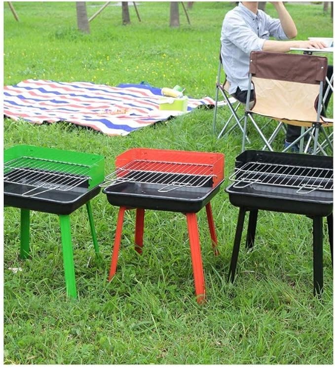 Barbecue Grill Portable Charcoal Grill, Chrome Cooking Grill, Outdoor Picnic Terrace, Backyard, Camping, 44.5 28 35 cm, Orange