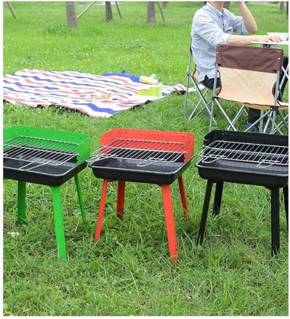 Barbecue Grill Portable Charcoal Grill, Chrome Cooking Grill, Outdoor Picnic Terrace, Backyard, Camping, 44.5 28 35 cm, Orange