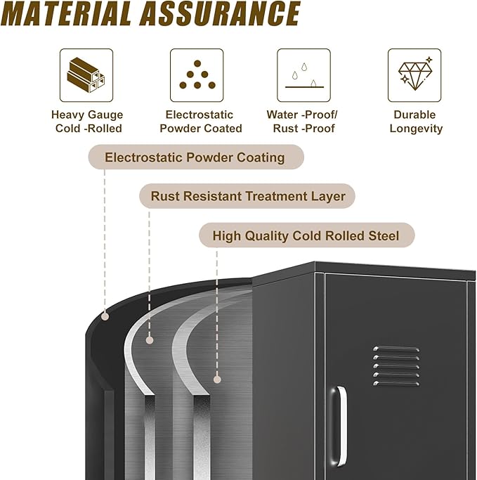 Black Metal Locker Cabinet, 35.4" H Home Office Storage Lockers, Vertical Steel Storage Cabinet with Locking Door and 2 Adjustable Shelves, Garage Tool File Cabinets for Home Office,Garage,Bathroom