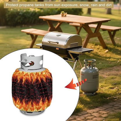 Camper Propane Tank Cover Fire Web Outdoor 600D Heavy Duty Waterproof Covers Fits Standard 20 lb Cylinder, 13.7'' x 16.5'' for Rv Trailer