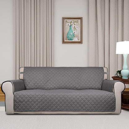 PureFit Reversible Quilted Couch Covers for Dogs Oversized Sofa Cover 78” | Gray/Gray, Water Resistant Couch Protector, Washable Pet Couch Cover with Non Slip and Elastic Straps For Kids
