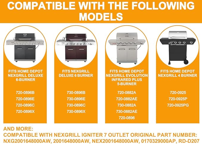 7 Outlet Pulse Igniter DHL-128-7Q for Nexgrill 720-0898 720-0896B 720-0896X 720-0896C 720-0896A Replacement Parts, Nexgrill Deluxe 6 Burner 2001648000AW Tact Push Button Replacement Igniter Parts