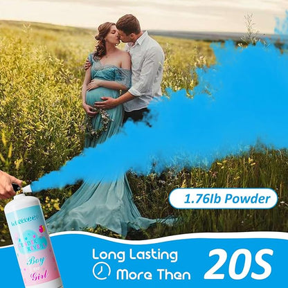 Giant Gender Reveal Fire Extinguisher: 2 Packs Gender Reveal Ideas Only for Baby Boy with 100% Biodegragable for Gender Reveal Decorations - 20+ Feet (Blue)
