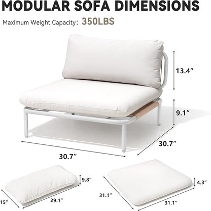 Crestlive Products Oversized Outdoor Couch, 2-Seater Modular Sectional Sofa with Cushions, Modern Patio Conversation Set for Backyard, Deck, Porch or Poolside