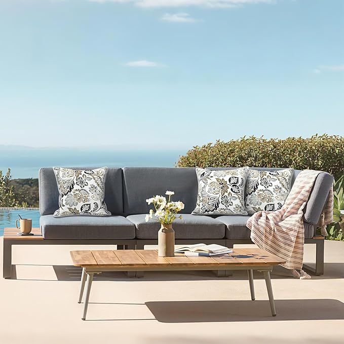 LVTXIII Outdoor Pillow Covers Set of 2, Patio Waterproof Throw Pillow Cases Fade Resistant Accent Pillow Covers for Spring Summer Garden Decoration, 16x16 Inch, Dailey Tan