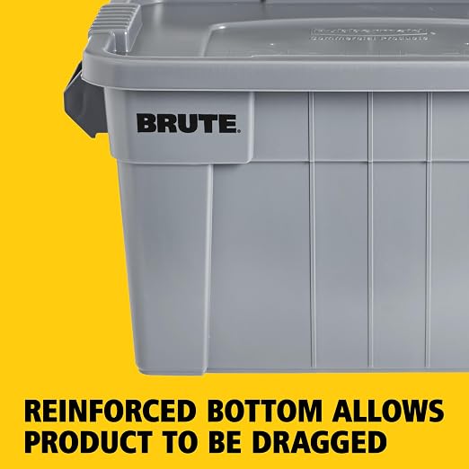 Rubbermaid Commercial Products BRUTE Tote Storage Bin with Lid, 20-Gallon, Gray, Rugged/Reusable Boxes for Garage/Moving/Camping/Basement Storage/Kitchen/Warehouse/Outdoor, Pack of 1