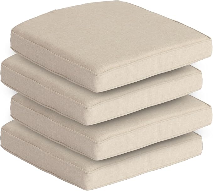 Goodgoods 20 x 20 Outdoor Chair Cushions Set of 4, 1000+ Hours Fade-Resistant & Water-Resistant Furniture Chair Cushions with 30D High-Resilience Foam for Dining Room, Patio Chair, Biscuit