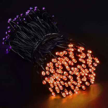 TW SHINE Halloween Lights, 400 LED 132FT Outdoor Halloween Lights Plug in with 8 Modes, Waterproof Light Outdoor, Indoor Decorations for Party Yard Haunted House Decor, Orange and Purple