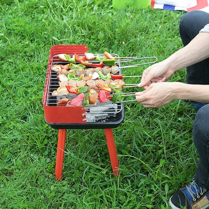 Barbecue Grill Portable Charcoal Grill, Chrome Cooking Grill, Outdoor Picnic Terrace, Backyard, Camping, 44.5 28 35 cm