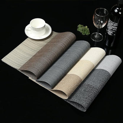 Zupro Placemats Set of 4 for Kitchen Dining Table Washable Braided Table Mats Heat-Resistant Placemats Non-Slip Woven PVC Vinyl Place Mats for Everyday use or Holidays Dinner 18"x12"(Beige)