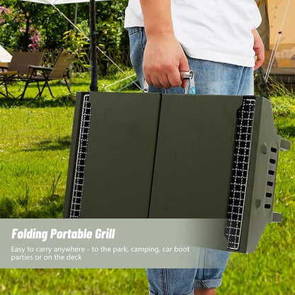 Mumisuto Portable Charcoal Grill, Foldable BBQ Griddle, Compact Outdoor Cooking for Travel, Camping, Picnic, Patio, Hiking