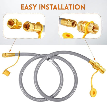 GasSaf 6 FT 1/2" ID Natural Gas Hose with Quick Connect Fitting, Natural Gas Conversion Kit for Gas Grill, Generator, Patio Heater and More - CSA Certified