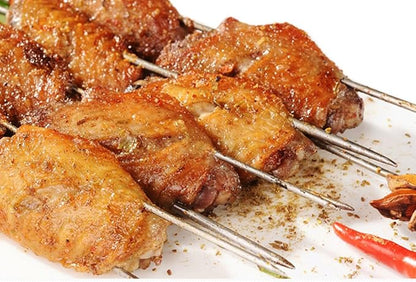 10 Inch Metal Barbecue Skewers, Stainless Steel BBQ Skewers, Shish Kebab Kabob Skewers 12 Pcs