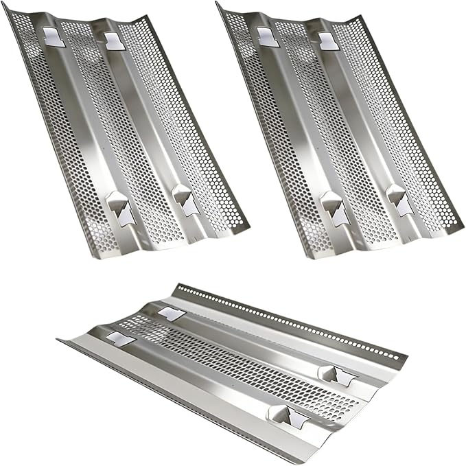 SafBbcue Heat Plates for Fire Magic Grill, Heat Plates Flame Tamer for Fire Magic 14-S1S1N-A, 24-S1S1N-62, 34-S1S1N-A, 34-S2S1N-A, Regal I, 3 Pack Stainless Steel Replacement Part