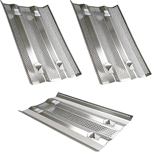 SafBbcue Heat Plates for Fire Magic Grill, Heat Plates Flame Tamer for Fire Magic 14-S1S1N-A, 24-S1S1N-62, 34-S1S1N-A, 34-S2S1N-A, Regal I, 3 Pack Stainless Steel Replacement Part