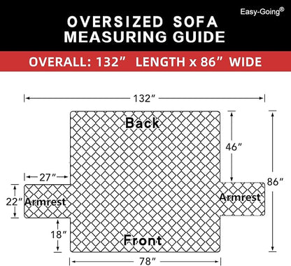 Easy-Going Reversible Couch Cover, 3 Cushion Sofa, X-Large, Dark Blue/Ivory | Machine Washable Slipcover For Dogs, Water Resistant Furniture Mat For Living Room, Non-Slip Sofa Cover, Pet Friendly