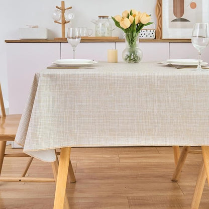 LIBERECOO Heavy Duty Vinyl Tablecloth with Flannel Backing Waterproof Oil-Proof Plastic Table Cloth Stain-Resistant Wipeable Rectangle or Square Table Cover for Indoor and Outdoor 54 x 54 Inch