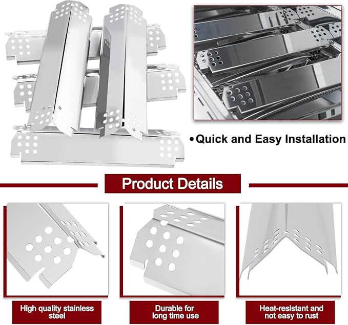 Hiorucet Thermometer & Grill Parts for Nexgrill Replacement Parts 5 Burner 720-0882A, 720-0896, Heat Plates, Burner Tubes, Igniter and Temperature Gauge for Nexgrill Evolution Infrared Plus 5-Burner.