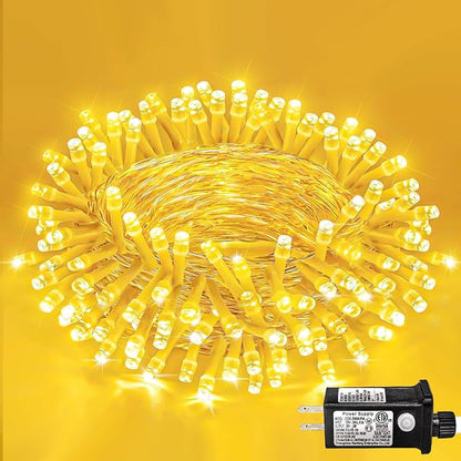 40FT 120 LED Outdoor String Lights, Warm White Christmas Lights Indoor | Plug in Waterproof 8 Modes Clear Wire Twinkle Fairy Lights for Bedroom Outside Patio Yard Xmas Party Wedding Decorations
