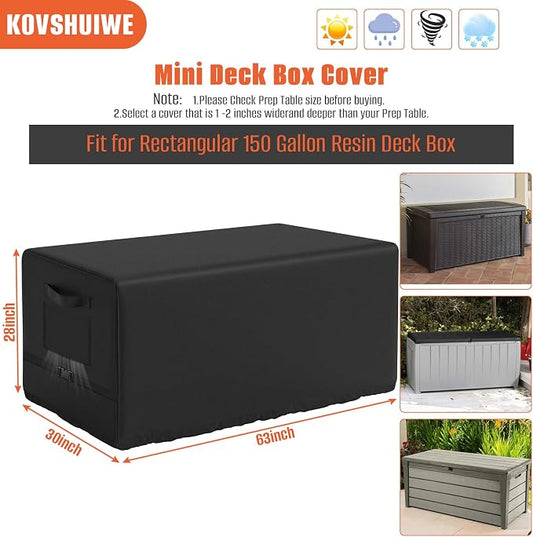 Patio Deck Box Storage Cover 63"L x 30"W x 28"H for 150-230 Gallon Box | Heavy Duty 600D Polyester Oxford, Tear Resistant Rectangular Fire Pit Table Covers, Rectangular Storage Bench Covers