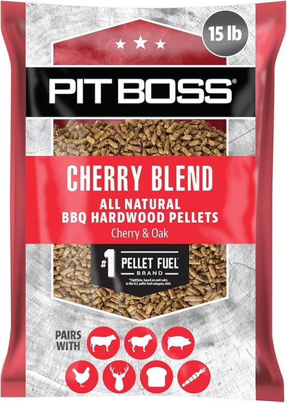 Pit Boss 100% All Natural BBQ Hardwood Pellets for Cooking, Grilling, and Smoking | 15 lbs. Wood Pellets for Pellet Grills and BBQ Smokers | Cherry Blend