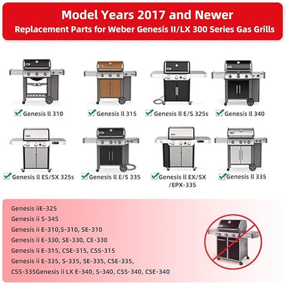 SettleDown Grill Grates 66032 Flavorizer Bars for Weber Genesis II Grill Parts GS4,66095 Cooking Grates & 66795 Heat Deflector for Weber Genesis ii E-310 E-315 S-335, Stainless Steel