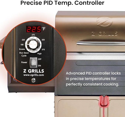 Z GRILLS 600D Wood Pellet Grill – 8-in-1 BBQ Smoker with PID 3.0 Controller, 572 sq in Cooking Area for Outdoor Grilling and Smoking, Huge Storage Cabinet Side Shelf with Tool Hooks