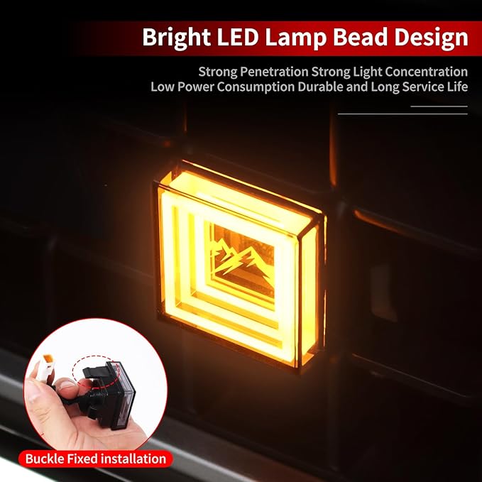 4 Pcs Front Grille Decorative Lamp Suitable for 2024-2026 Toyota Land Cruiser 250 1958 Prado Lc250 Projection Lens Spotlight LED Lamp 2025 Land Cruiser Accessories (Small Yellow Light)