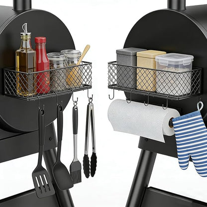 Magnetic Storage Bin for Traeger Smoker Grill Caddy, Magnetic Basket Organizer Holder for Fridge Magnetic Storage Bin Box Containers for Refrigerator Whiteboard Classroom, 2 Pack