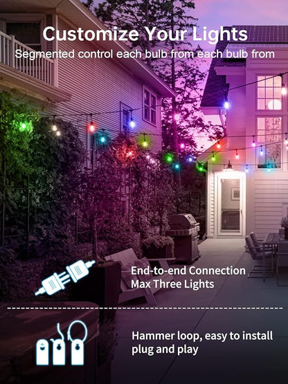 96FT Outdoor Patio Lights Waterproof Dimmable with Remote, RGB Cafe LED String Light with 30 Shatterproof Bulbs for Bistro Party Christmas, Garden, Wedding Decor